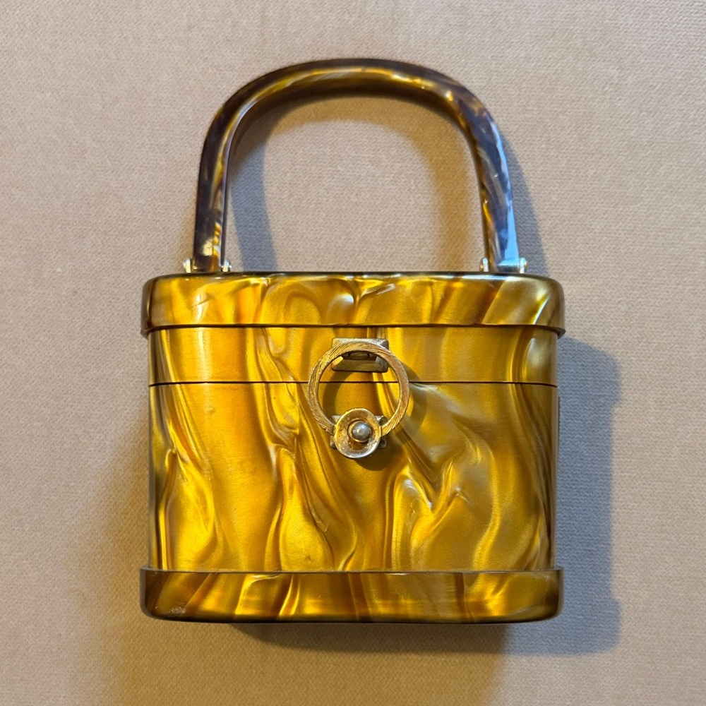 Stylecraft Miami Lucite Purse ✨ Elegant Vintage Gold Handbag ✨
